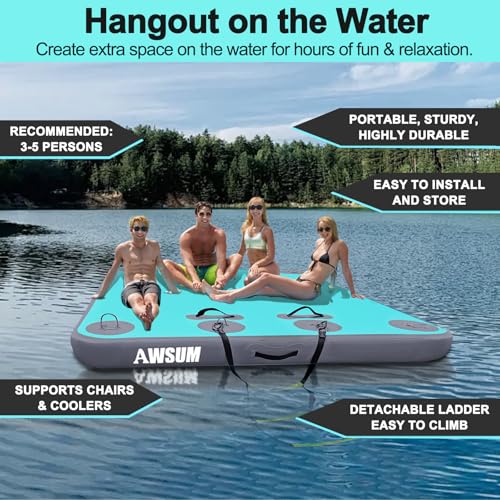 Inflatable Floating Dock Platform for Pool Beach Ocean Y75577