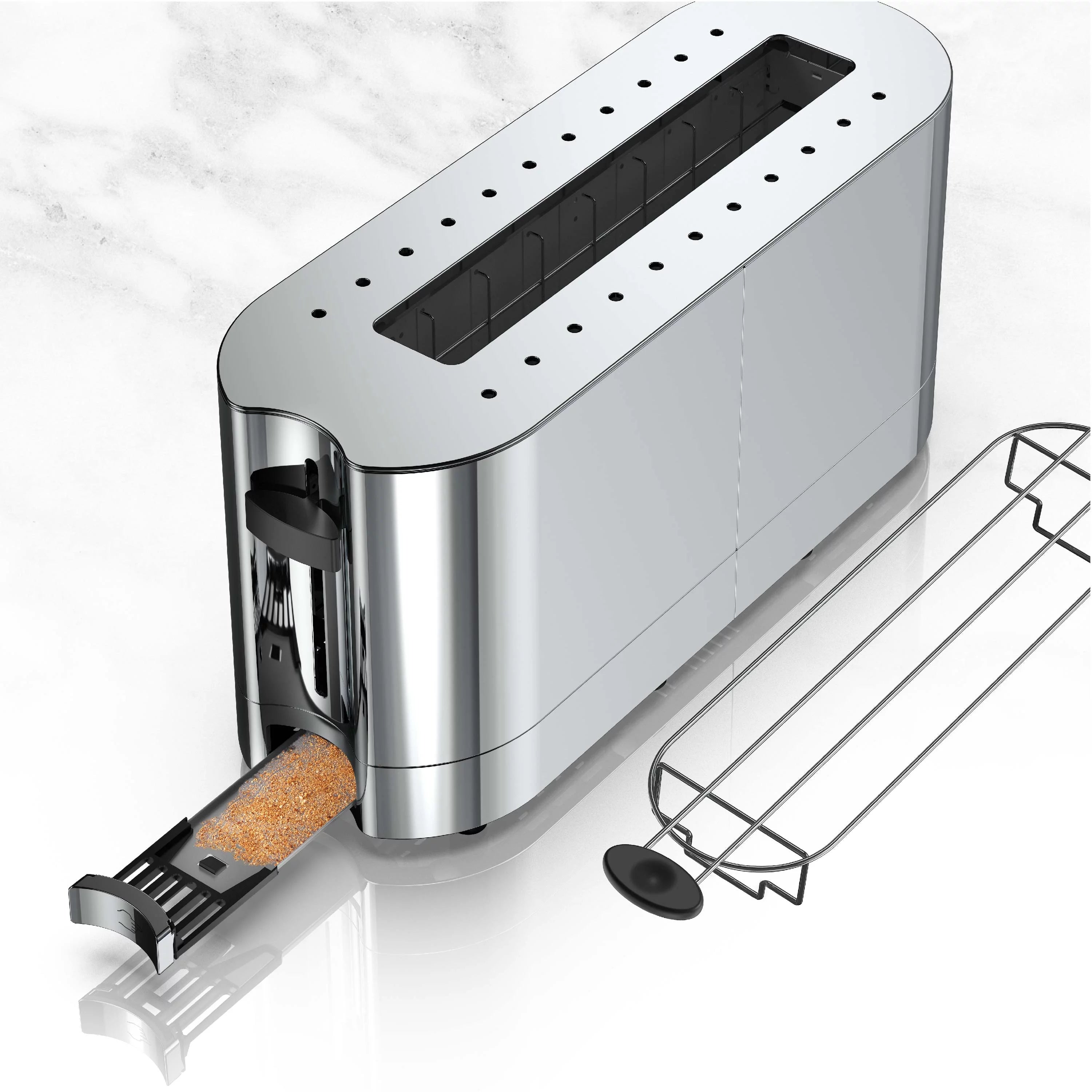 2-Slice Glass Accent Toaster, Black & Silver H6234