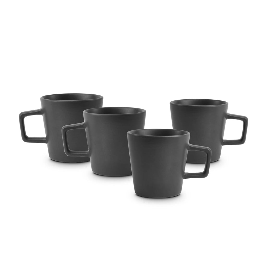 16 Piece Stoneware Dinnerware Set, Service for 4, Black Matte H17234