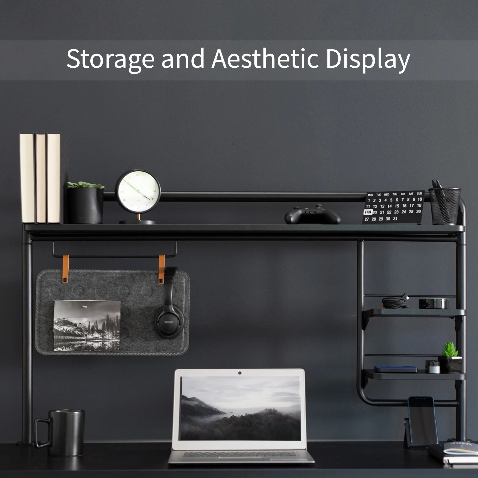 Clamp-on Desktop Shelving System with Magnetic Memo Board L15272