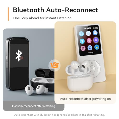 MP3 Player with Bluetooth 5.3, 1.8 Inch Screen, FM Radio, Voice Recorder I138