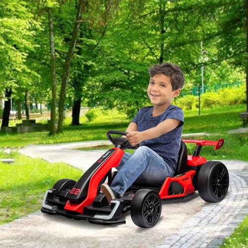 24V Electric Drift Go Kart for Kids, Adjustable Seat, 8mph C10094