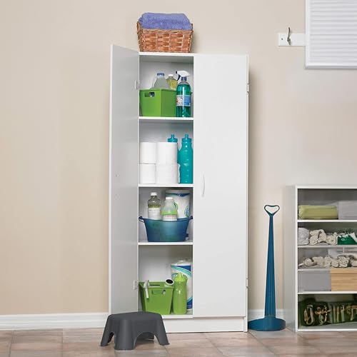 Pantry Cabinet with 2 Doors and Adjustable Shelves, White D388846