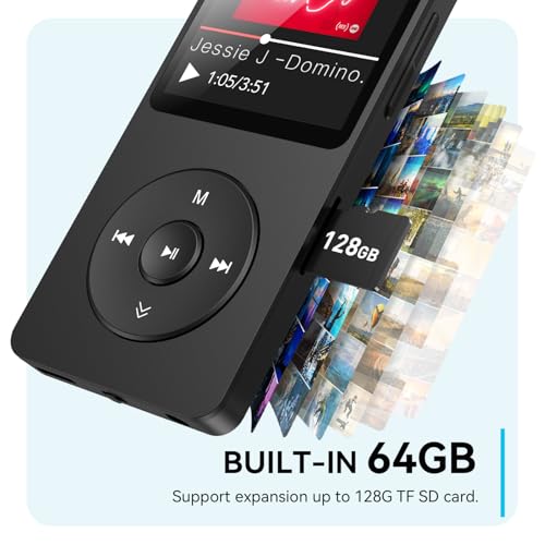 MP3 Player with Bluetooth 5.3, 1.8 Inch Screen, FM Radio, Voice Recorder I138
