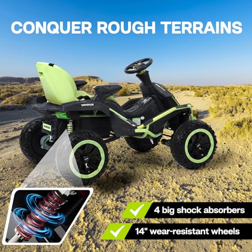 24V Ride on Toy for Big Kids with 4 Motors, Bluetooth Speaker, Adjustable Seat J34962