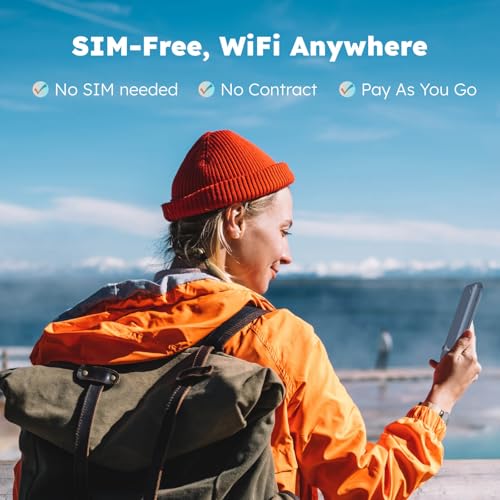 4G LTE Mobile Hotspot, Portable WiFi for Travel in 200+ Countries, No SIM Card Needed, 10 Devices, 1GB Data 90 Days U937500