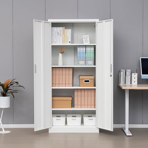 Metal Storage Cabinet with Adjustable Shelves, White W537131