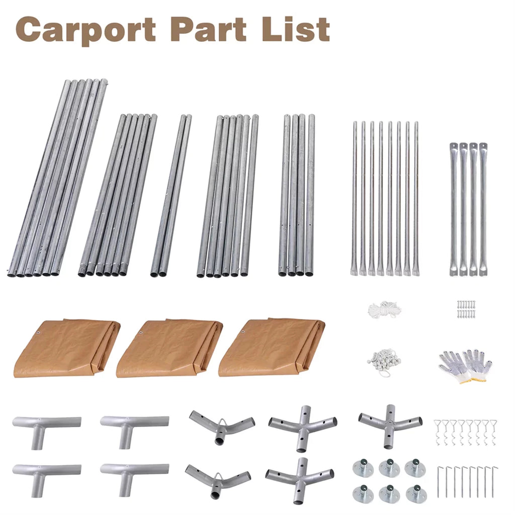 Heavy Duty Car Canopy Galvanized Car Boat Shelter with Removable Sidewalls and Doors R912