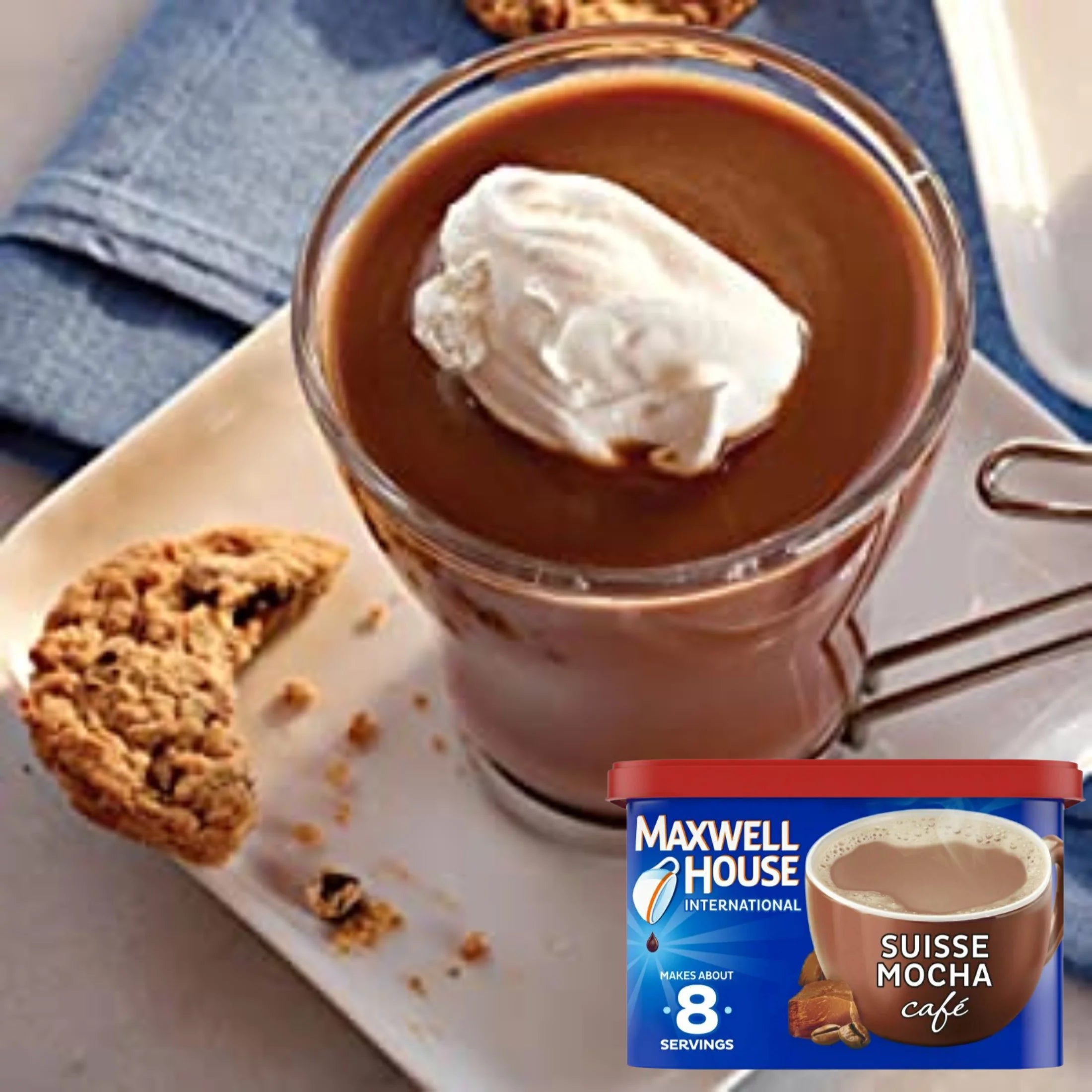 Caffeine-Free Suisse Mocha Instant Coffee, 8 Servings, Pack of 2 F456872