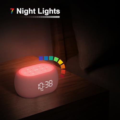 White Noise Sound Machine Alarm Clock with Bluetooth Speaker Q9962