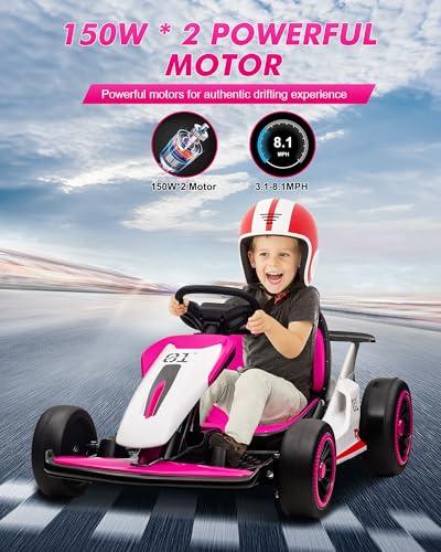 24V Electric Drift Go Kart for Kids 6-12, 2 Speed, Max Load 110lbs G207