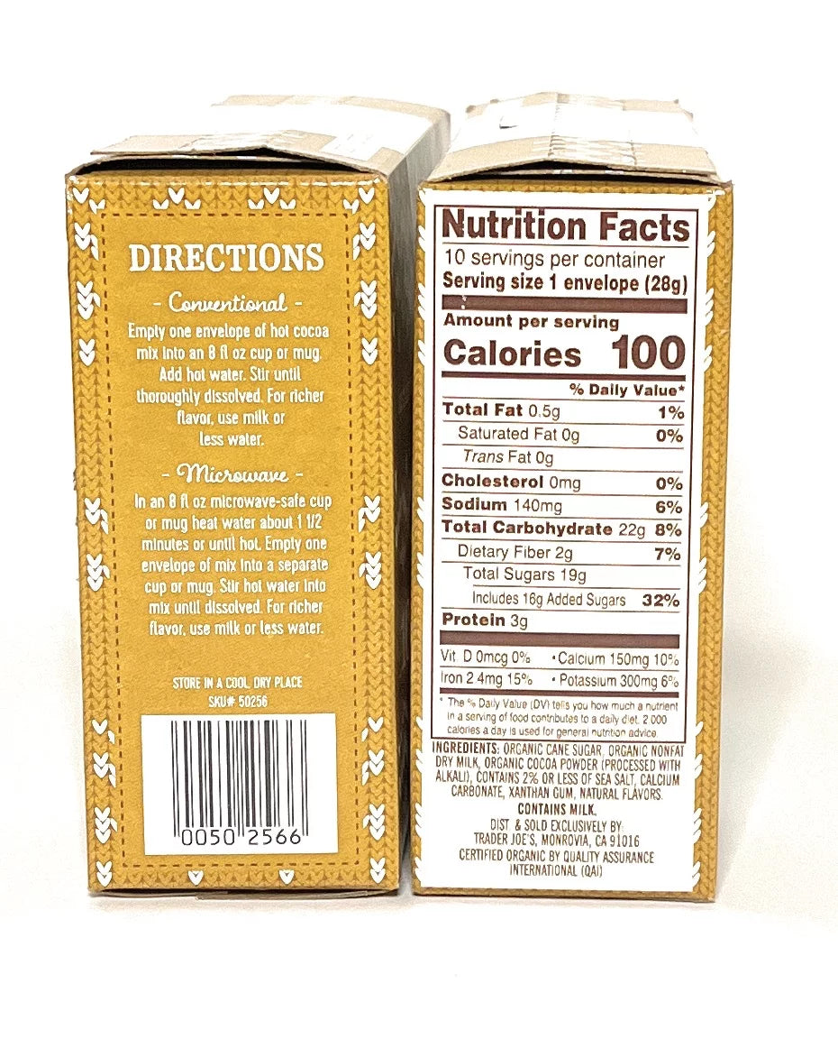 Organic Hot Cocoa Mix 10 Oz Box, 10 Envelopes, Pack of 2 X826