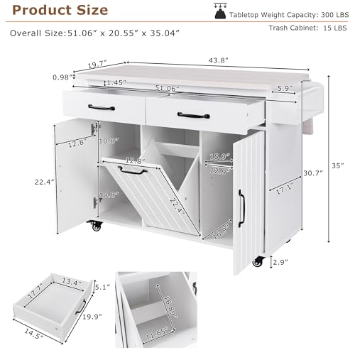 Farmhouse Kitchen Island with Drop Leaf, Barn Door and Wheels O34026