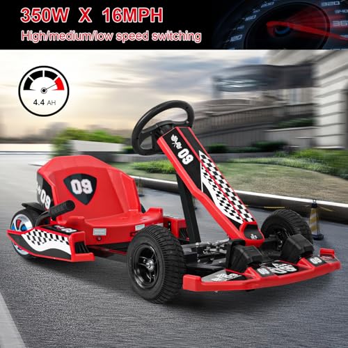 Electric Drift Kart for Kids, 16 MPH, 350W Motor J599