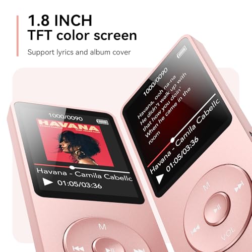 MP3 Player with Bluetooth 5.3, 1.8 Inch Screen, FM Radio, Voice Recorder I138