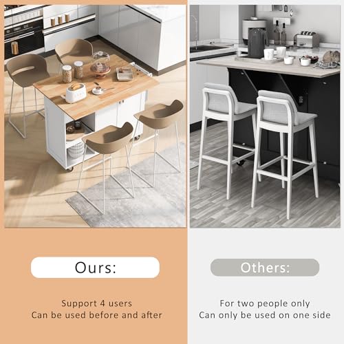 Large Kitchen Island with Drop Leaf, Rolling Cart, Power Outlet R822