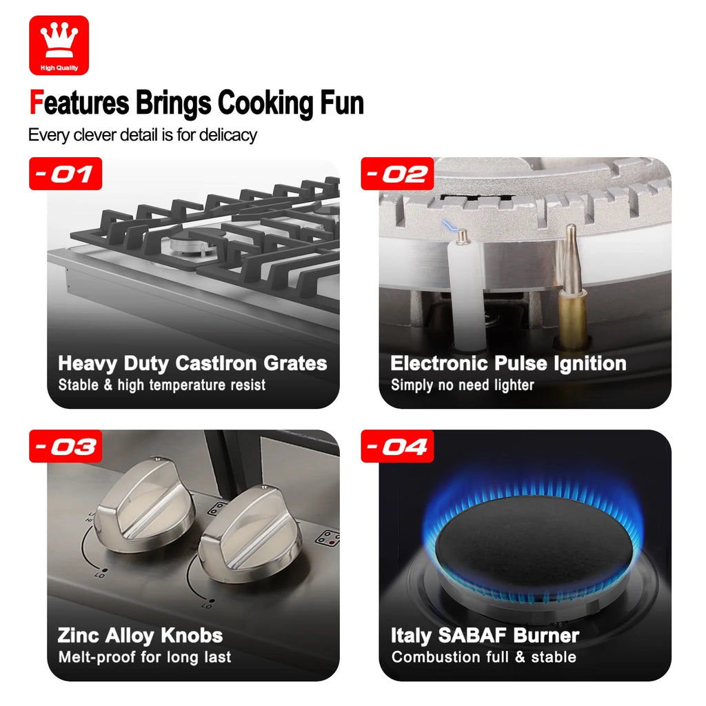 36 in. Convertible Gas Cooktop with 5 Burners D9661
