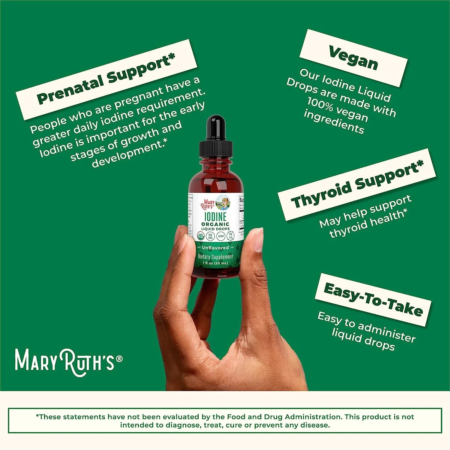 Potassium Iodine Supplement Drops, USDA Organic, Vegan, 450 Servings X57989