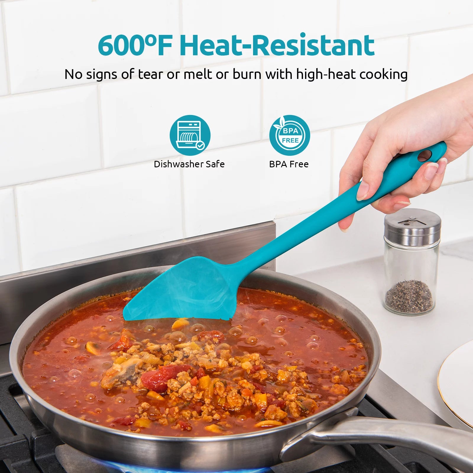 Silicone Spoon Spatula Set of 3, BPA-Free Food Grade, Heat Resistant up to 600°F A132