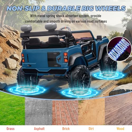 2 Seater Ride On Car for Kids, 24v Electric Truck with Remote Control, Blue O82727