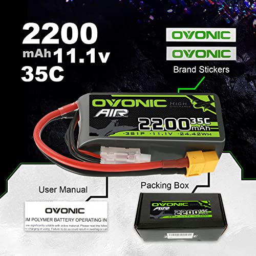 3S Lipo Battery 2200mAh 11.1V with XT60 Connector for RC Drone (2pcs) I3770