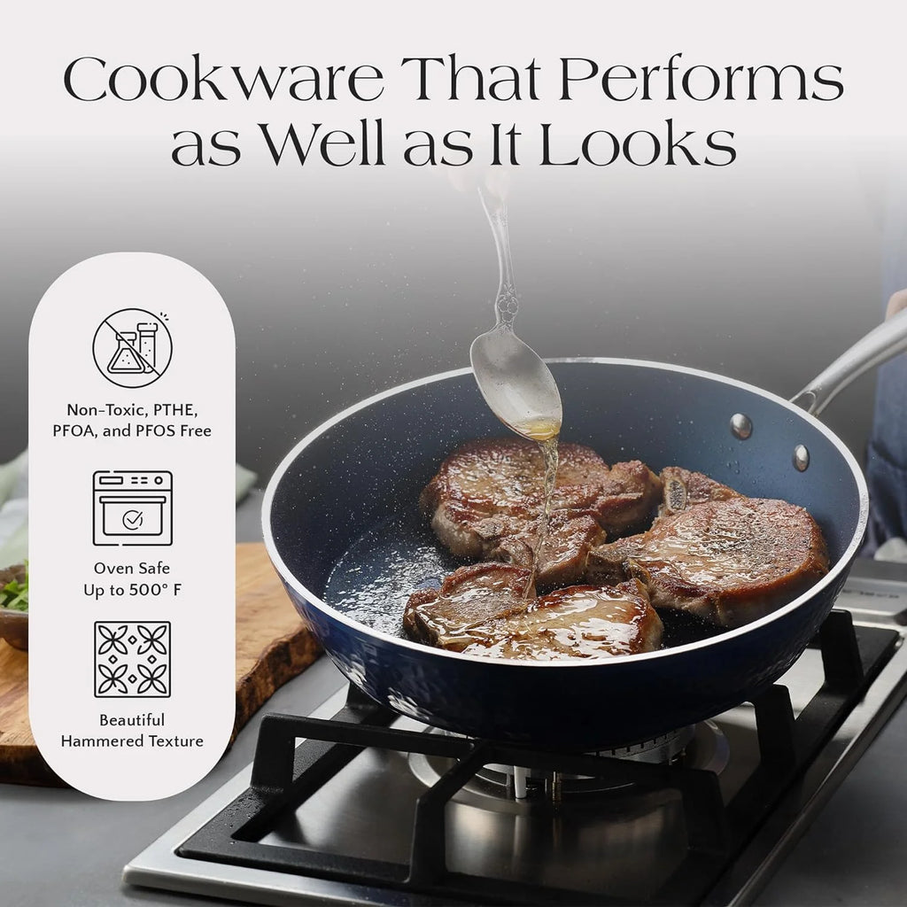 Non-Stick Ceramic 10 Piece Cookware Set with Glass Lids Y188300