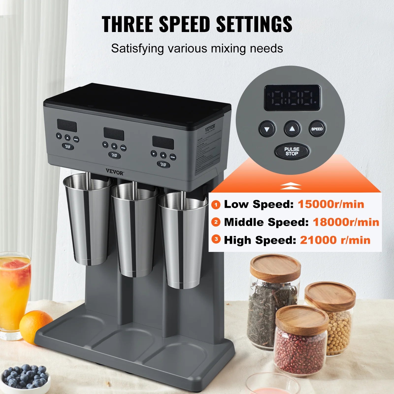Milkshake Maker Stainless Steel Electric Blender with LED U640459