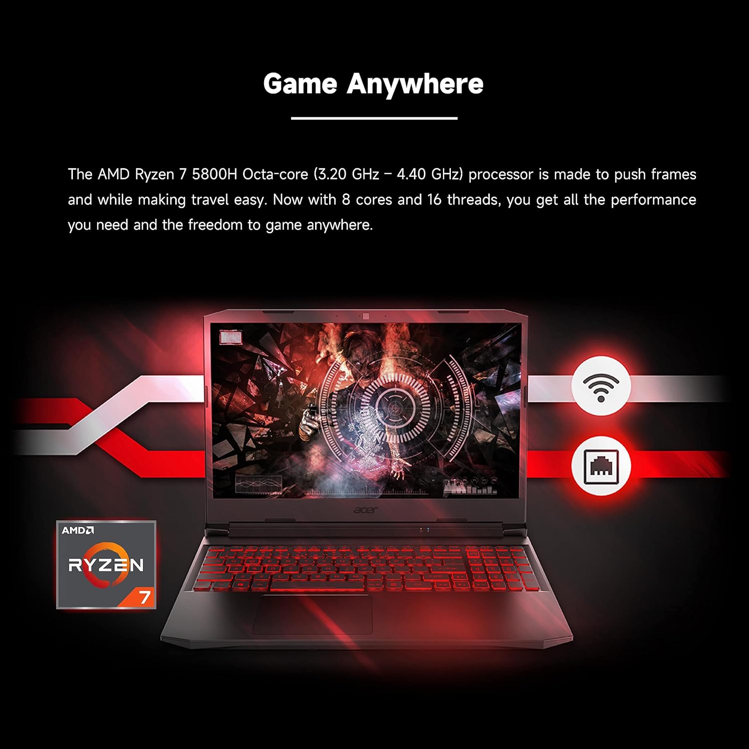 Gaming Laptop, 15.6" 144Hz FHD IPS Display, Ryzen 7, RTX 3060, 16GB RAM, 1TB SSD G27779