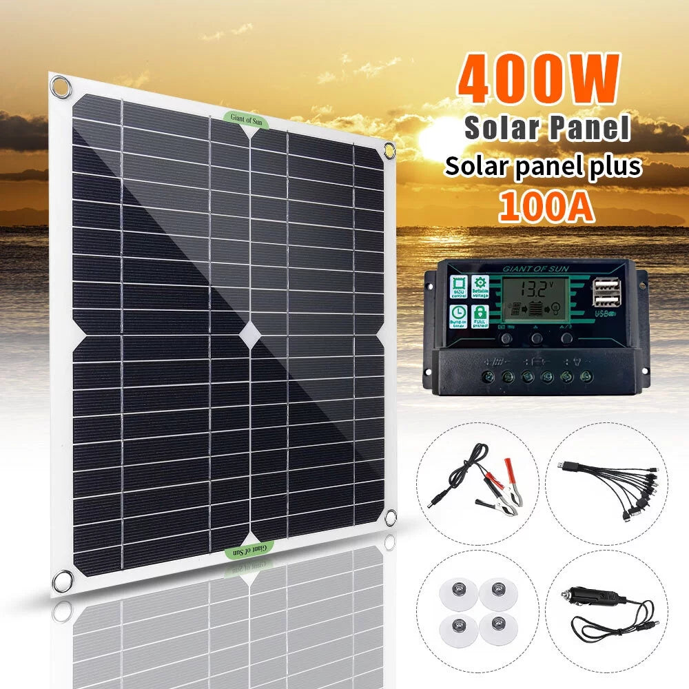 Solar Panel Controller Kit 100A 12V Portable Outdoor Battery Charger W4839