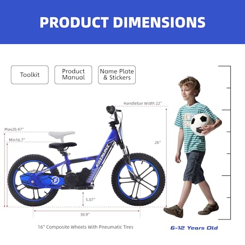 Electric Dirt Bike for Kids Aged 3-6, 170W Motor, 24V Battery, 12IN Tires M30914