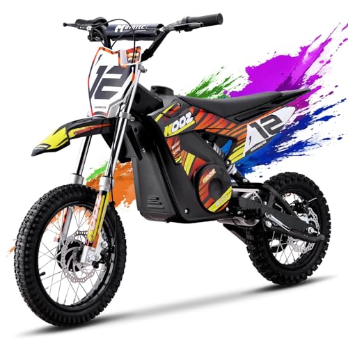 Electric Dirt Bike for Kids, 3 Speed Modes, 18 MPH, 15 Miles Range, Dual Suspension, Disc Brake, 16" Tire, Orange H40536