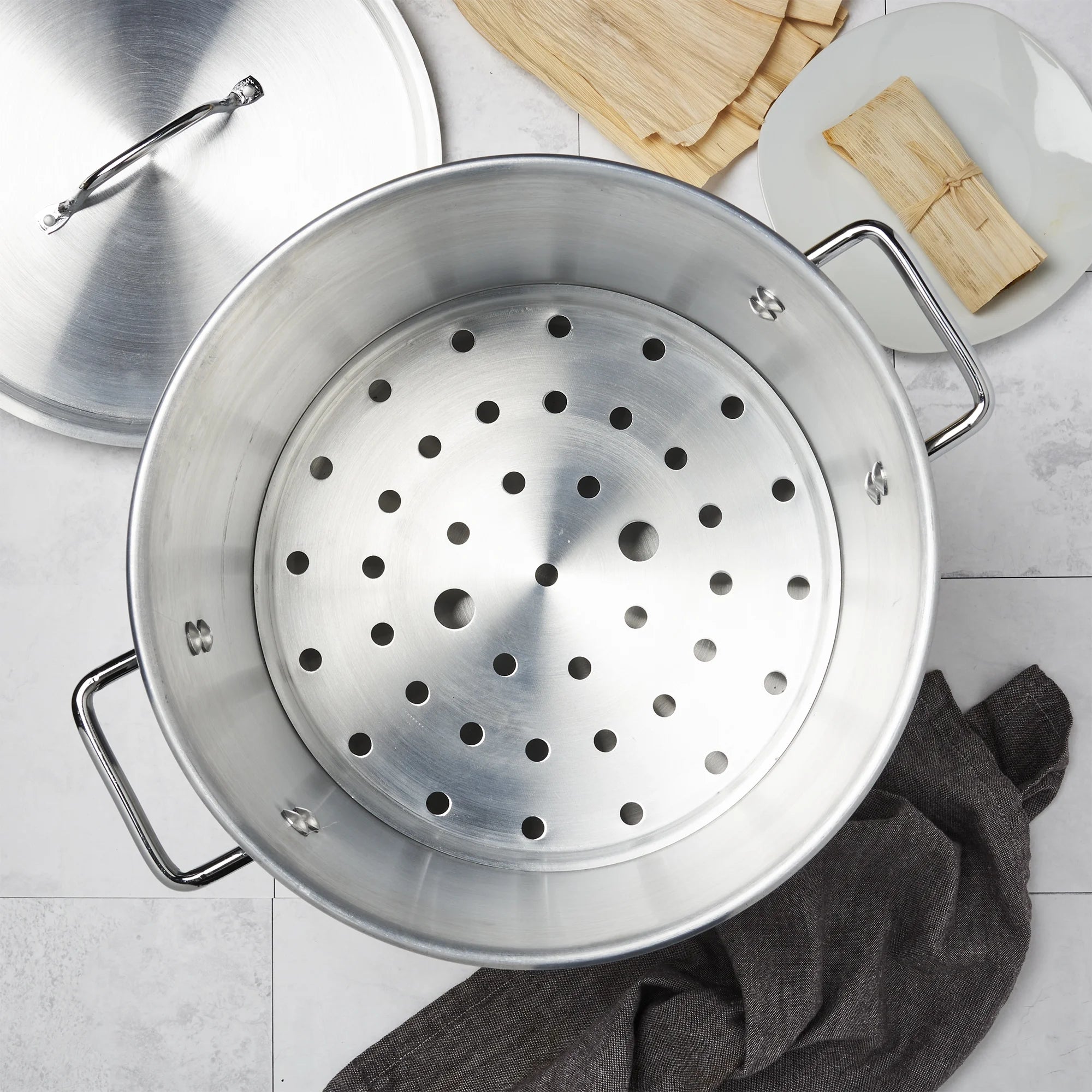 3 Piece 20Qt Aluminum Tamale Steamer Set O90820