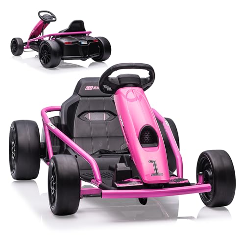 Electric Drift Kart for Kids, 24V Ride On Toy with 2×300W Motors H567371