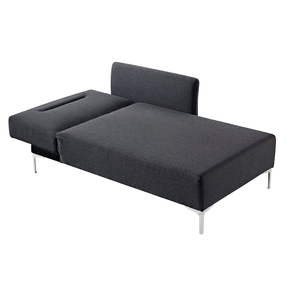 Contemporary Fabric Upholstered Right Facing 2-Piece Sleeper Sectional Sofa, Black H59358