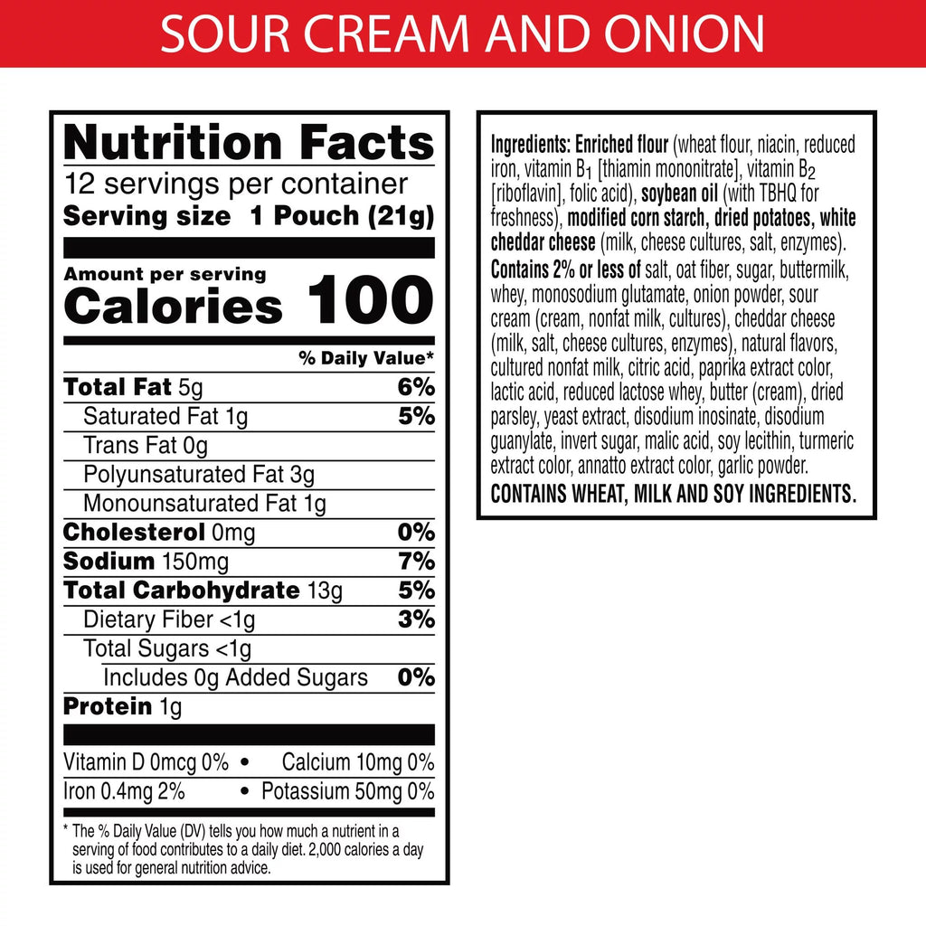 Cheddar Sour Cream Onion Cheese Cracker Chips, 9 oz, 12 Count D5242
