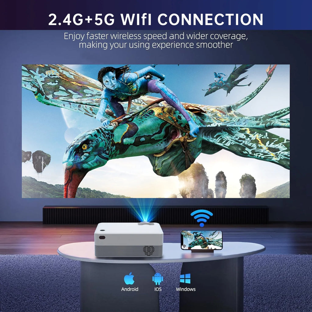Mini Projector with 5G WiFi and Bluetooth, Native 1080p, Portable Indoor Outdoor L851136