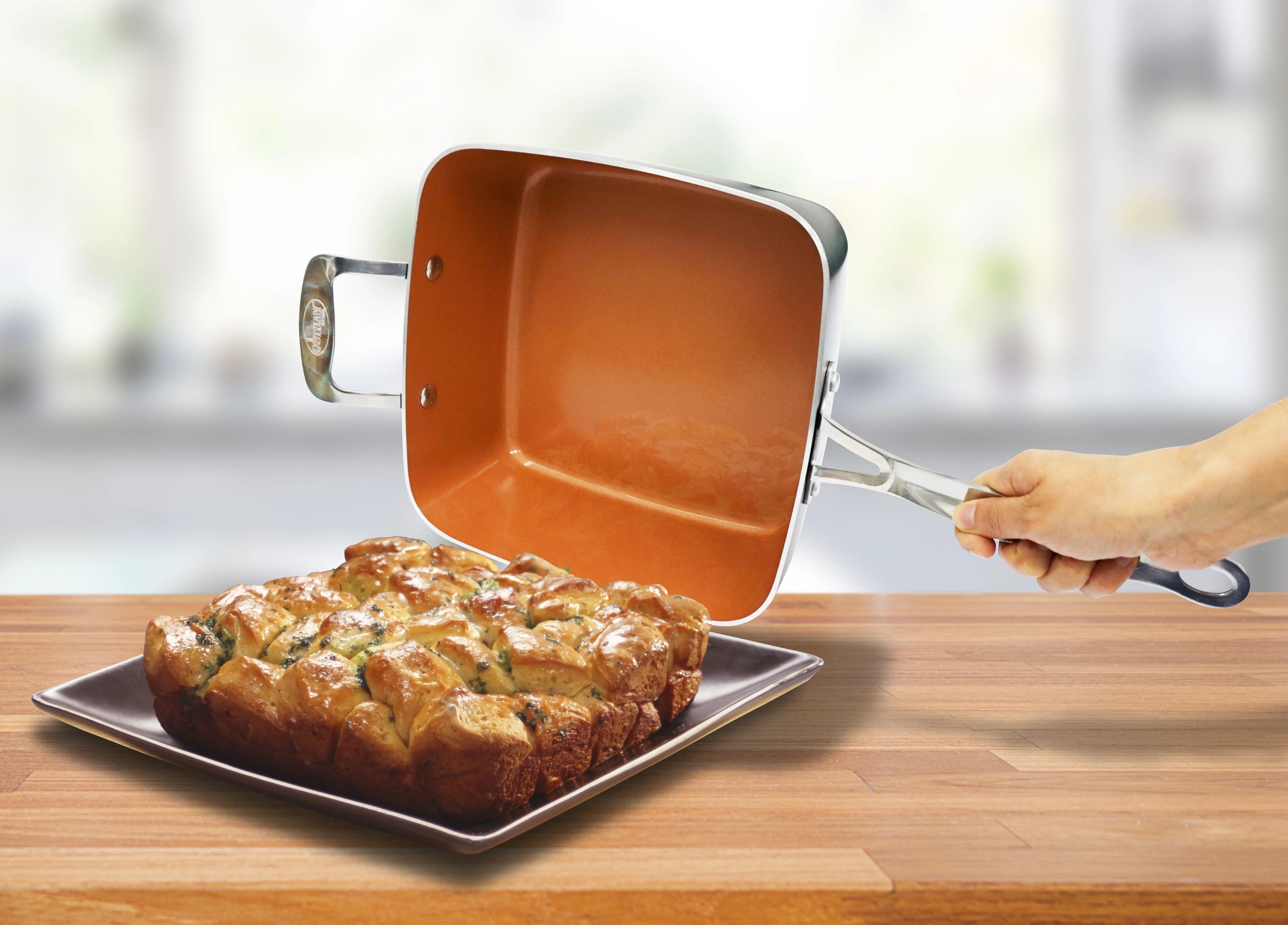 6 Qt Nonstick Deep Square Casserole Pan with Frying Basket and Steamer Tray J702252