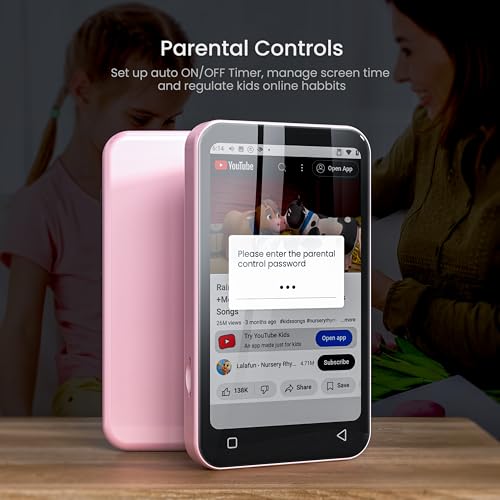 80GB Kids MP3 Player with Bluetooth, Parental Controls, WiFi, 4" Screen (Pink) C6683