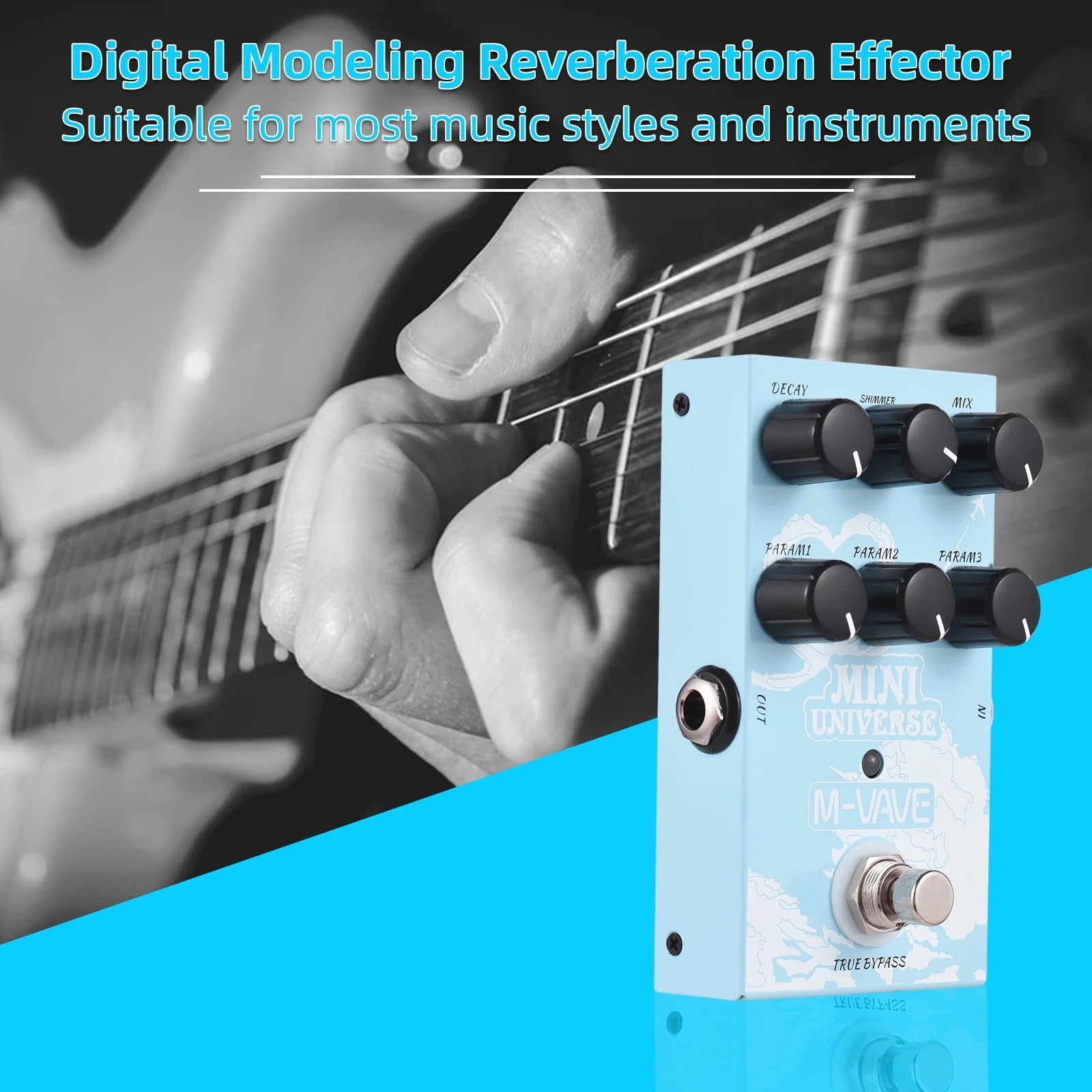 Guitar Effect Pedal 9 Mode Reverb for Guitar Bass O106