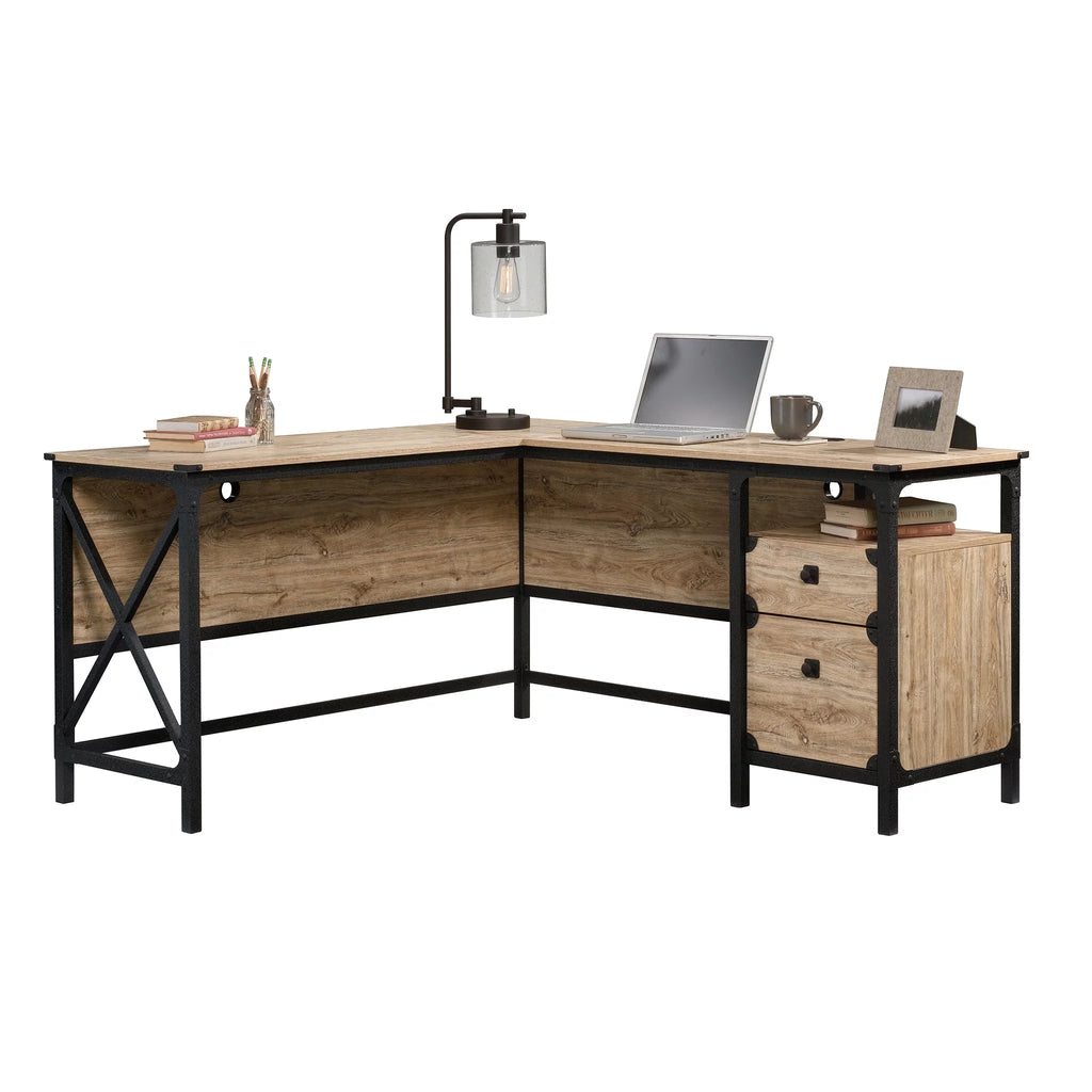 L-Shaped Desk, Milled Mesquite Finish C89994