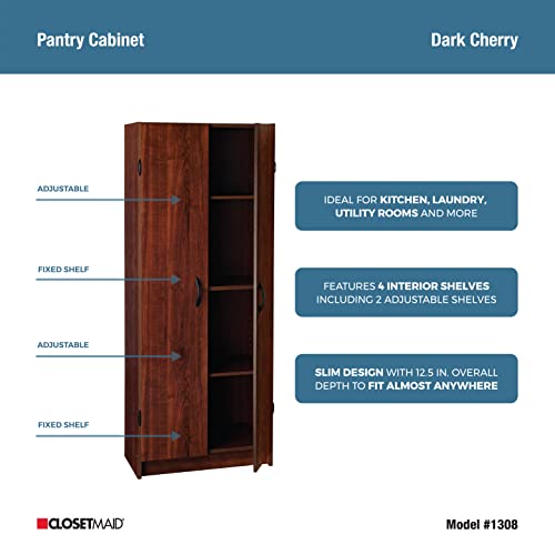 Pantry Cabinet with 2 Doors and Adjustable Shelves, White D388846