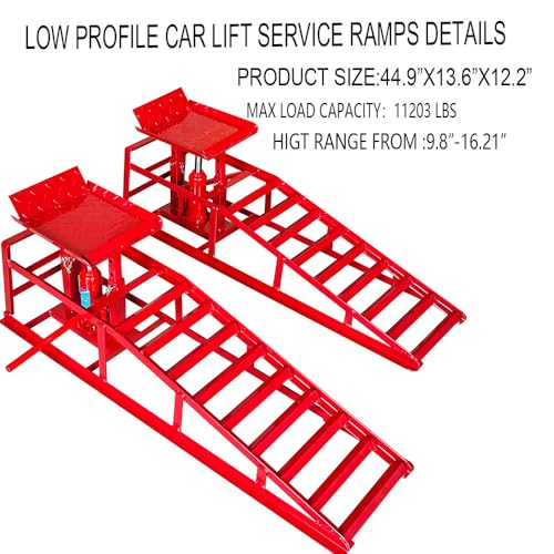 Hydraulic Car and Truck Service Ramps, 11023 Lbs Capacity, Portable Lifts for Oil Changes D8064