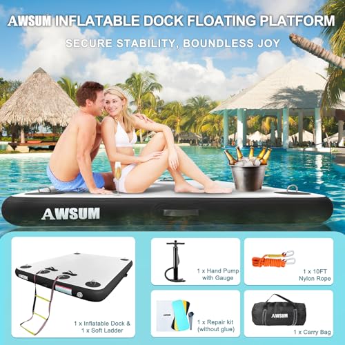 Inflatable Floating Dock Platform for Pool Beach Ocean Y75577