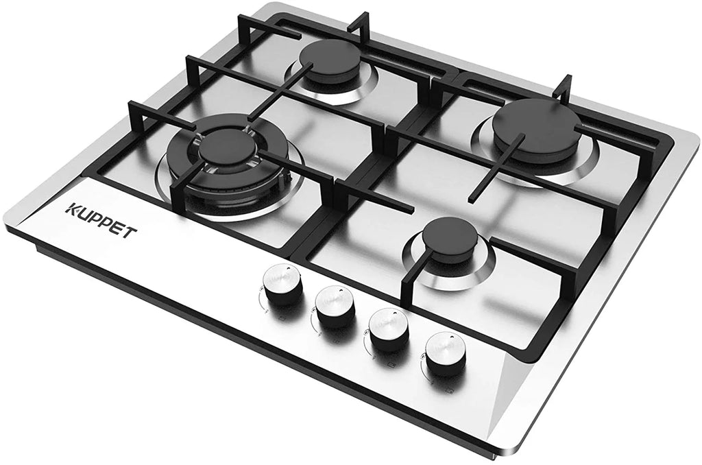 24 Inch Gas Cooktop with 4 Sealed Burners, Stainless Steel, NG/LPG Convertible O7493