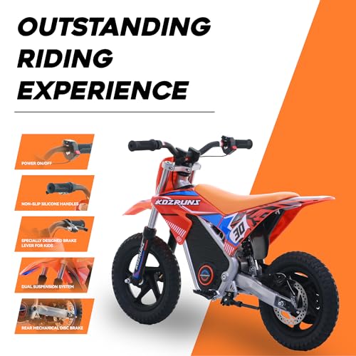 Electric Dirt Bike for Kids Aged 4-8, 350W Brushless Motor, 14'' Off-Road Tires, Blue J66927