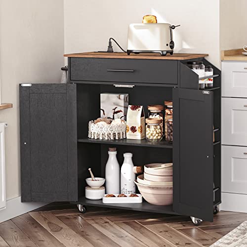 Kitchen Island with Power Outlet and Spice Rack on Wheels D759355