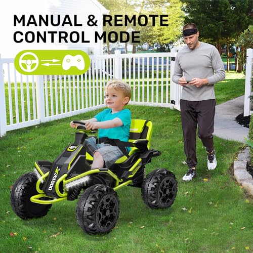 24V 4x4 Ride On Toy for Big Kids, 4x200W Motors, 5MPH, Parent Remote, Wide Adjustable Seat, Green L494349
