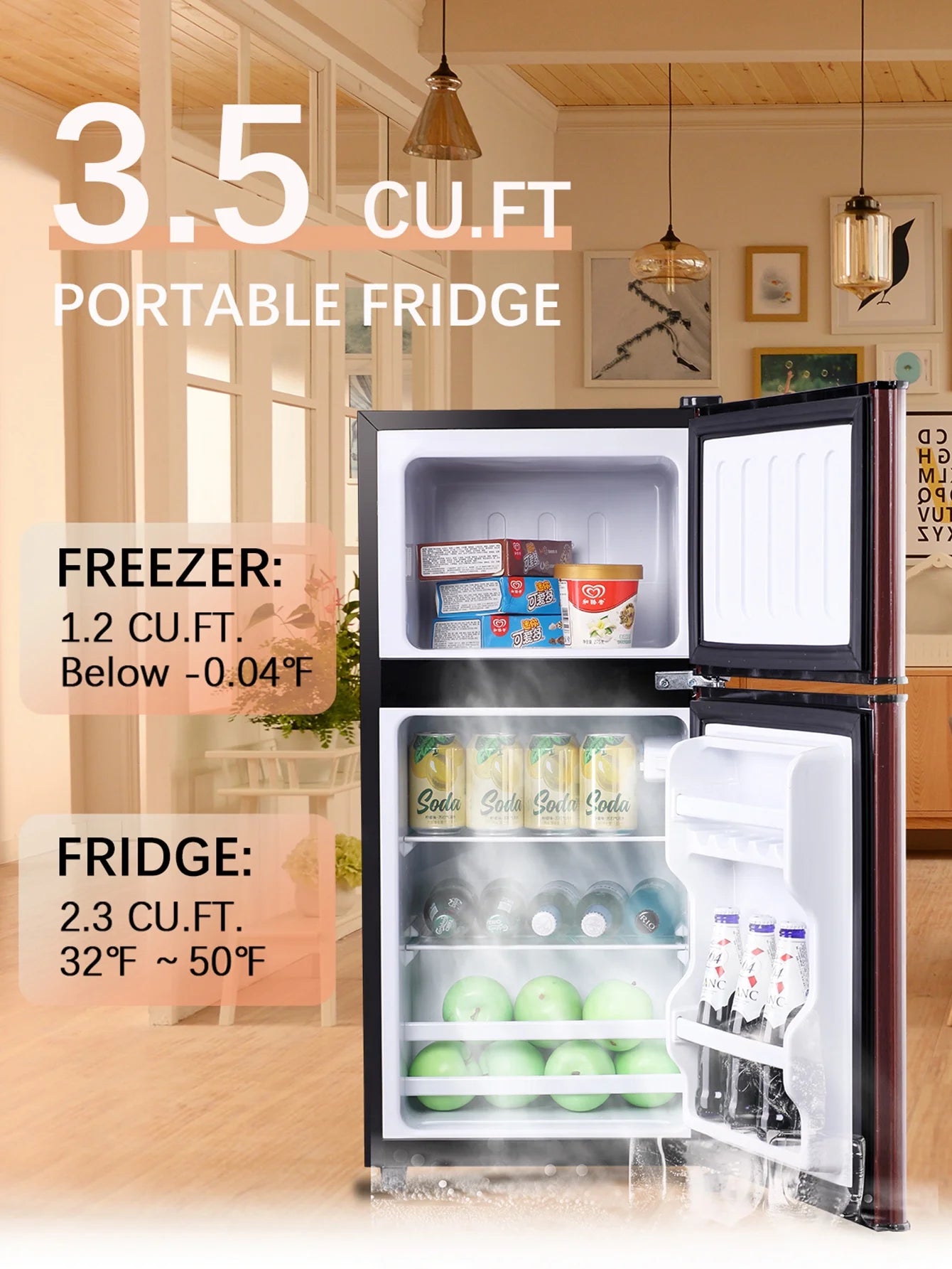 Mini Fridge 3.5 Cu.ft with Freezer, Compact Refrigerator for Dorm and Office M27479
