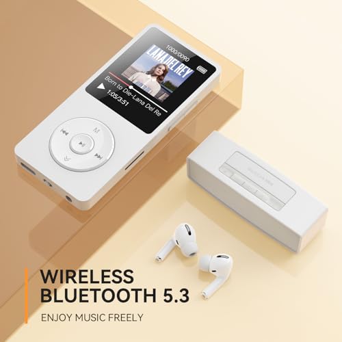 MP3 Player with Bluetooth 5.3, 1.8 Inch Screen, FM Radio, Voice Recorder I138