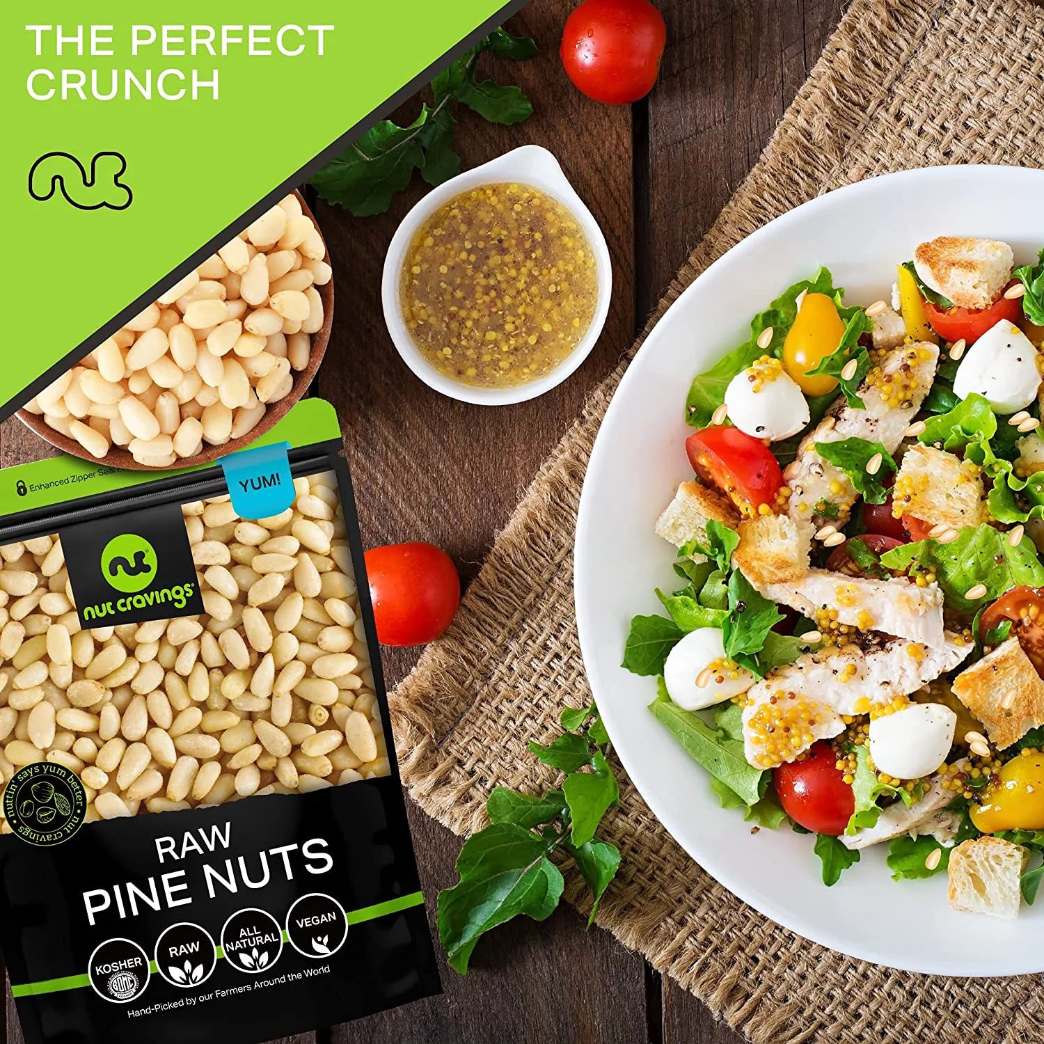 Raw Pine Nuts, Vegan, Kosher, 16oz X348